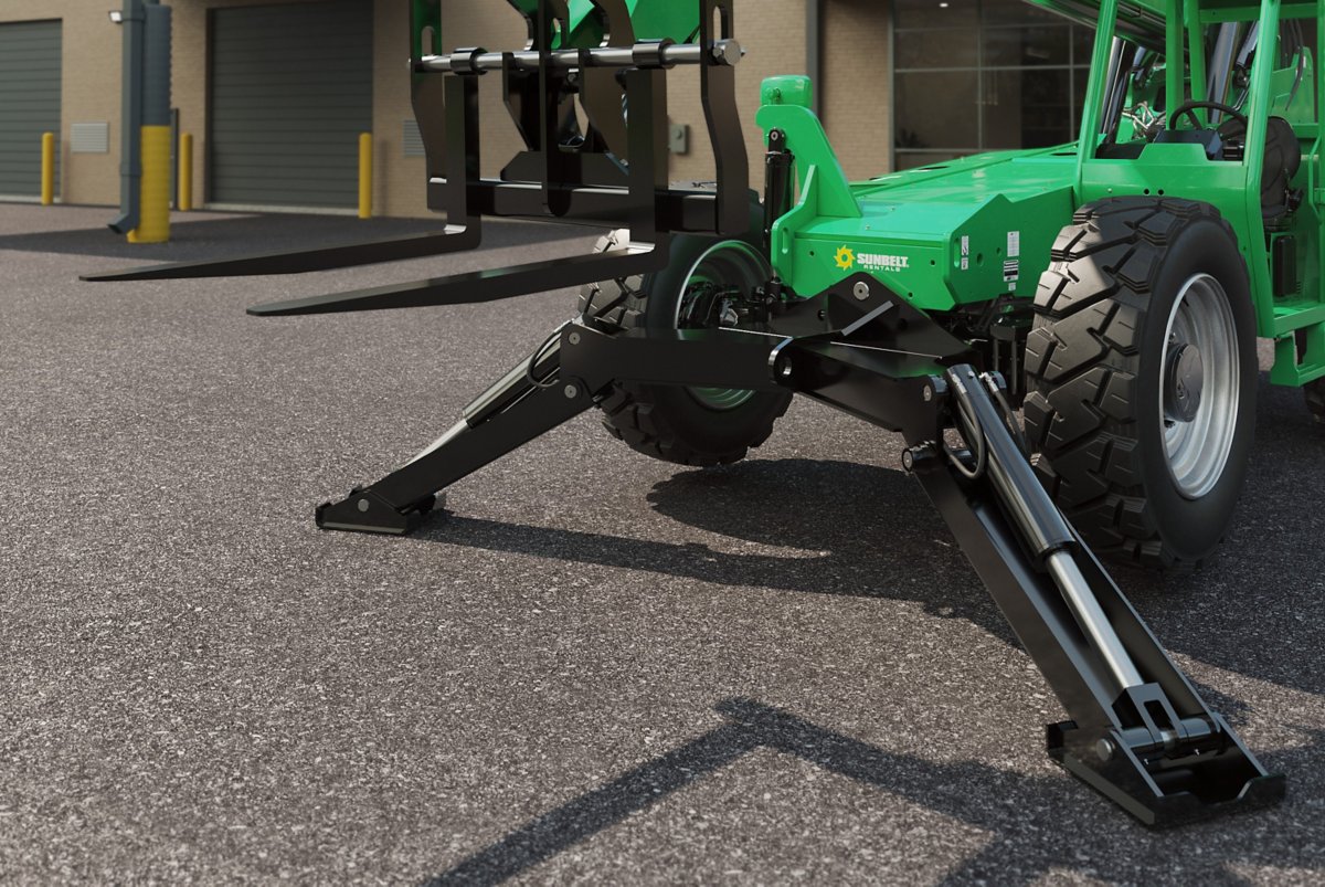 Telehandler forklift stabilizers and balancers