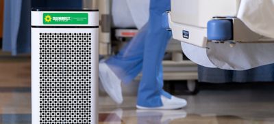 A Medify MA-40 air purifier inside of a hospital.