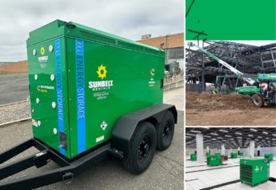 Collage of Sunbelt Rentals Battery Energy Storage Systems.