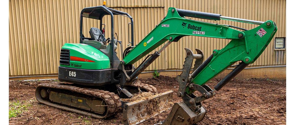 An excavator from Sunbelt Rentals.