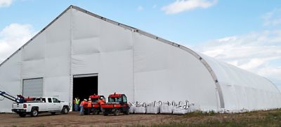 Temporary fabric building.