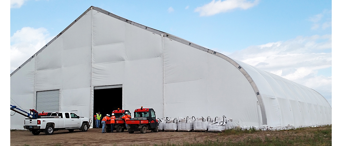 Temporary fabric building