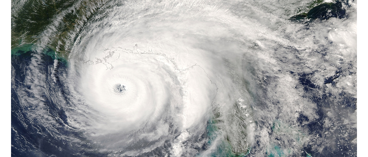 A hurricane on a weather map.