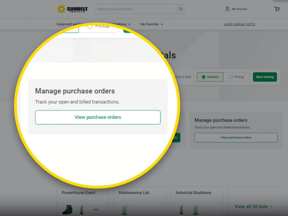 A close-up view of the manage purchase order section on the P2P platform.