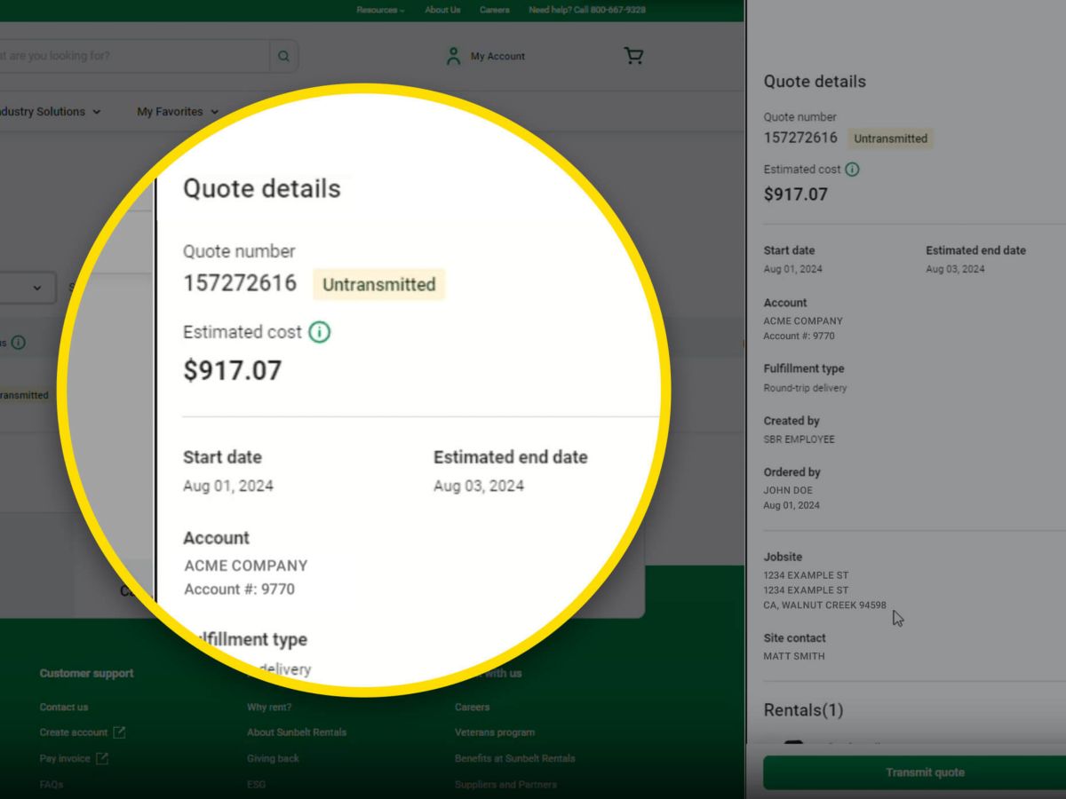 A close-up view of a quote's details on the P2P platform.