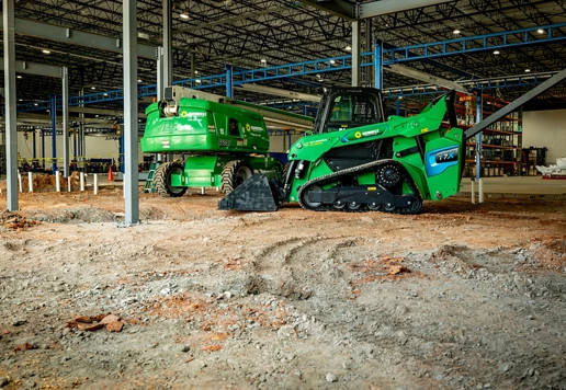 Earth moving equipment from Sunbelt Rentals at a job site.