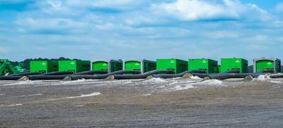 A row of pumps from Sunbelt Rentals.