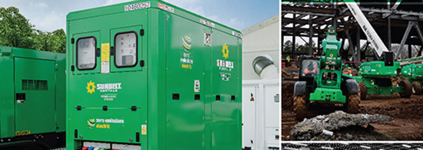 Collage of Sunbelt Rentals Battery Energy Storage Systems.