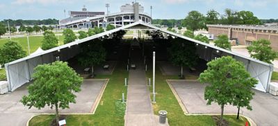 Temporary fabric structure.