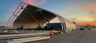 Temporary warehouse structure.