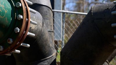 A close-up view of pipes.