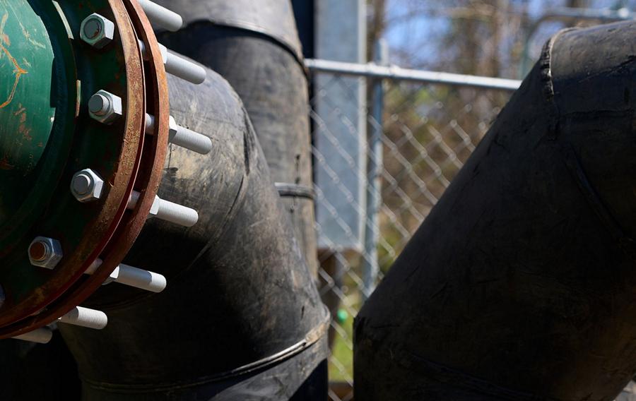 A close-up view of pipes.