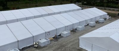 Climate control equipment installed outside of temporary structures.