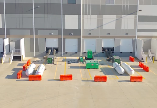 Commercial heating equipment installed outside of a building.