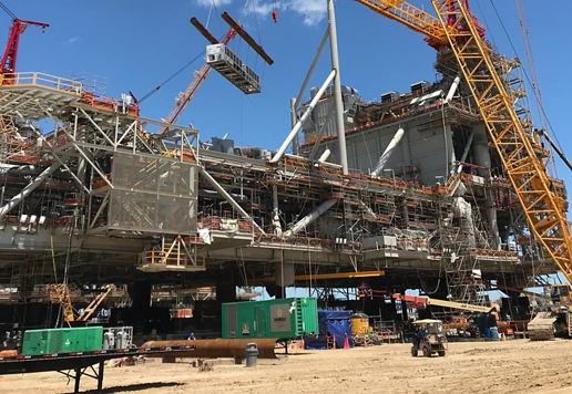 A construction site with Sunbelt Rentals equipment.