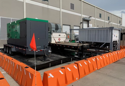Portable cooling equipment in front of a facility.
