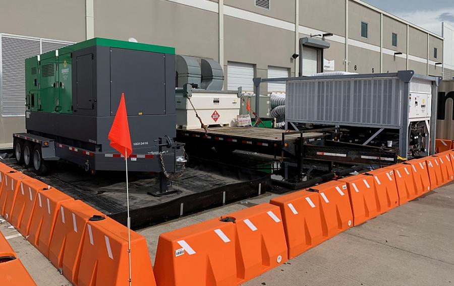 Portable cooling equipment in front of a facility.