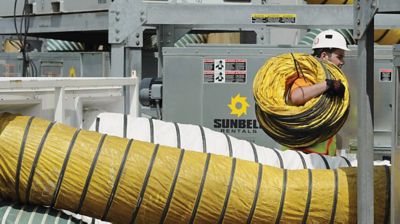 Dehumidification equipment installed at a job site.