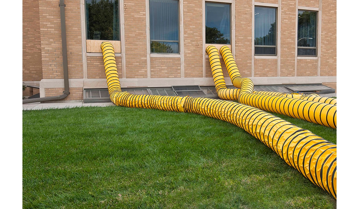 Ducting installed outside of a building.