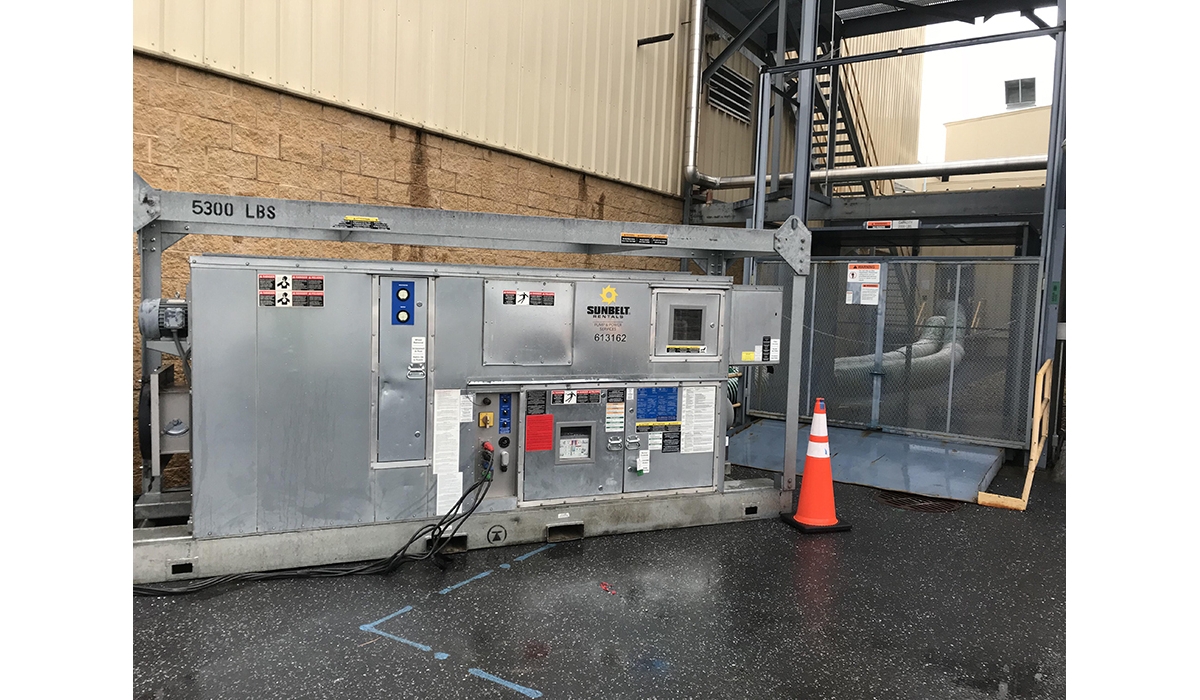 A dessicant dehumidifier from Sunbelt Rentals.