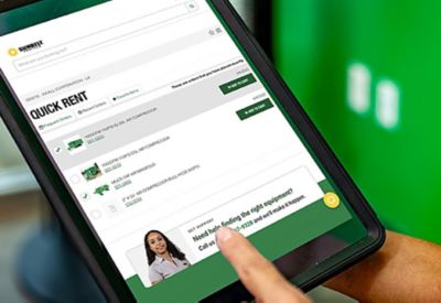 Sunbelt Rentals worker using command center. 