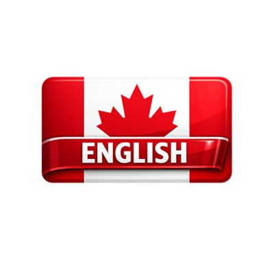 English. A Canadian flag is in the background.