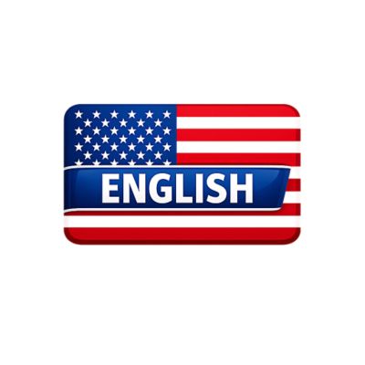 English. A United States flag is in the background.