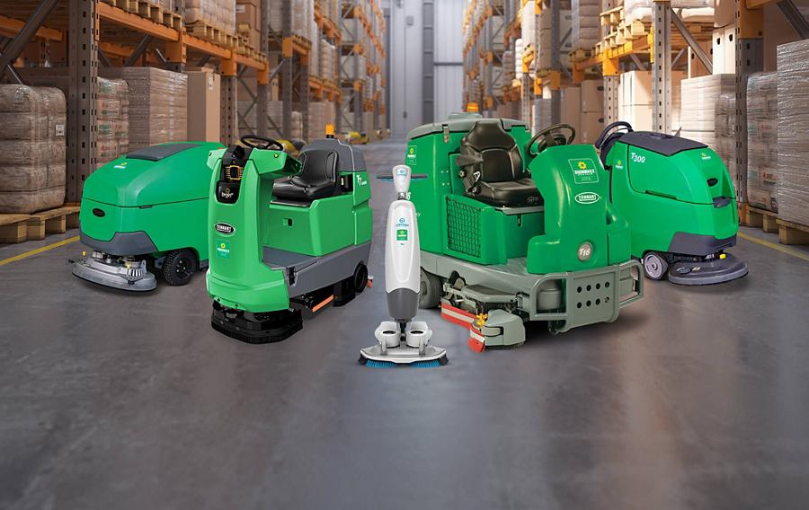 Set of flooring equipment in a facility.