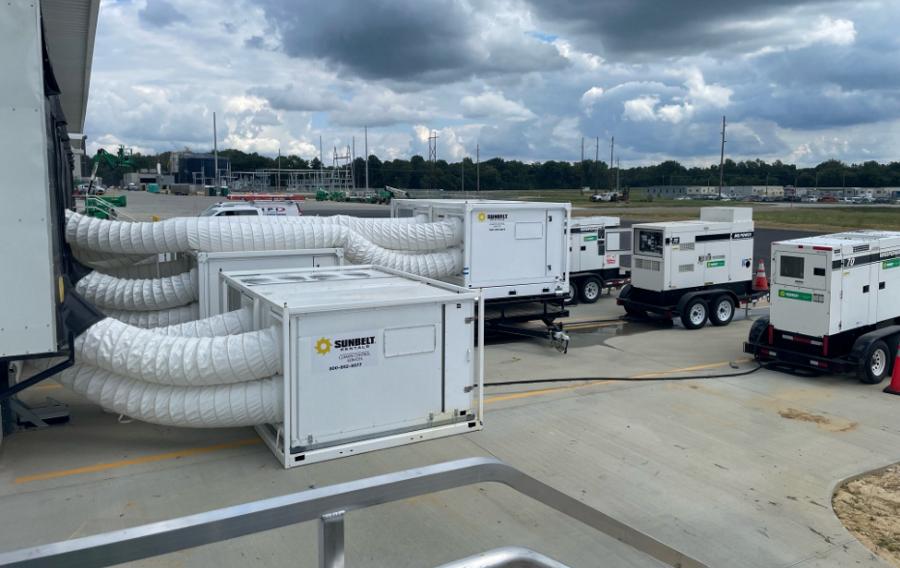 Climate control equipment from Sunbelt Rentals, at a job site.