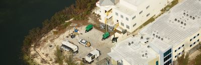 Sunbelt Rentals equipment at a disaster recovery site.