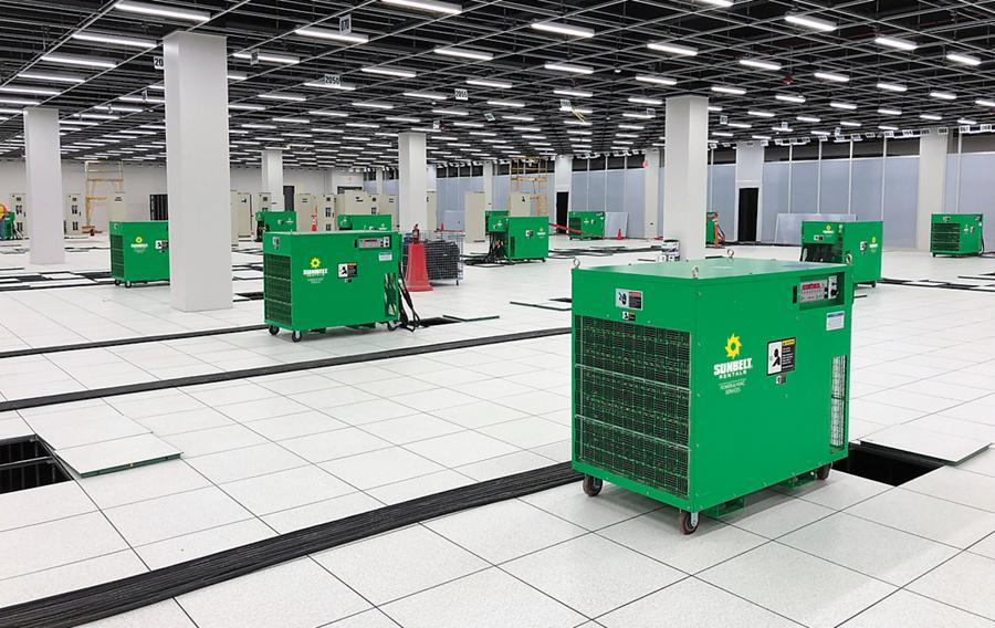 Load banks from Sunbelt Rentals in a data center.