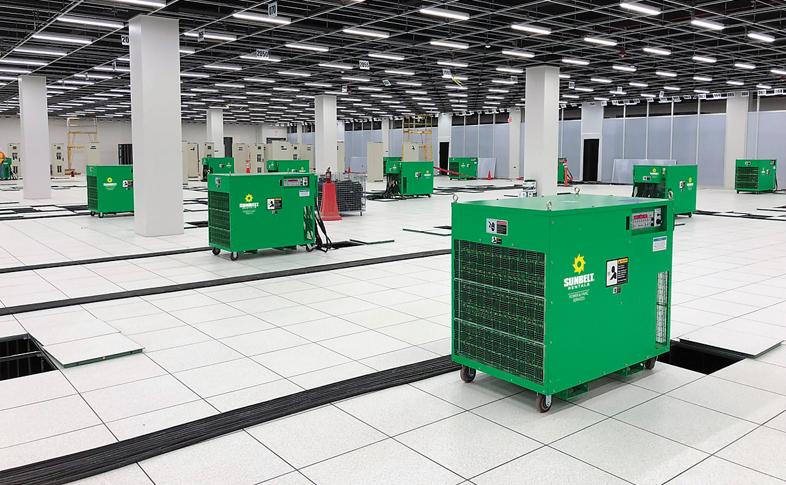 Load banks from Sunbelt Rentals in a data center.