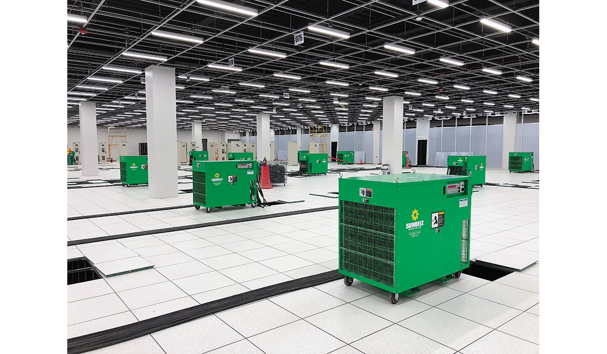 Load banks from Sunbelt Rentals in a data center.