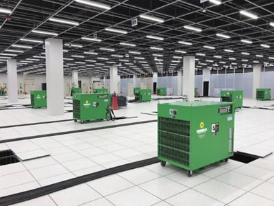 Generators from Sunbelt Rentals in a data center.