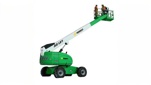Telescopic 60-Foot Straight Boom Lift.
