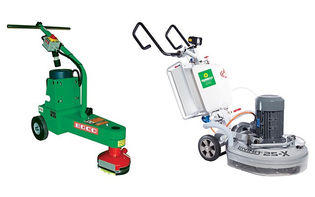 A concrete edger and a concrete grinder.