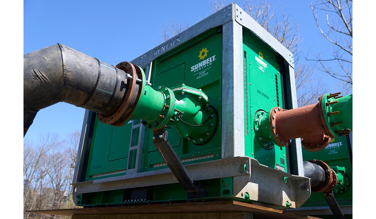 A close-up view of a pump from Sunbelt Rentals.