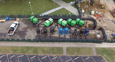 Pumps at a job site.