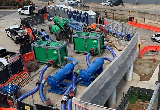 A temporary pump solution installed at an airport.