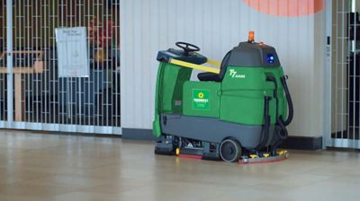 A robotic floor cleaner.