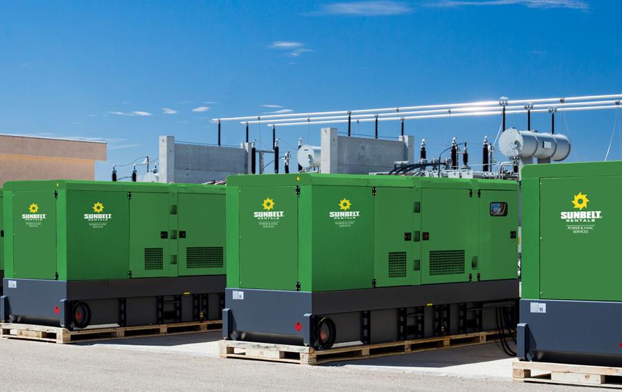 Row of Sunbelt Rentals generators.